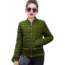 Однотонного черного цвета темно-зеленый цвет, для зимы, для женщин, Осень-зима, из искусственной кожи PU Короткие курточка бомбер два кармана женские пальто casaco feminino