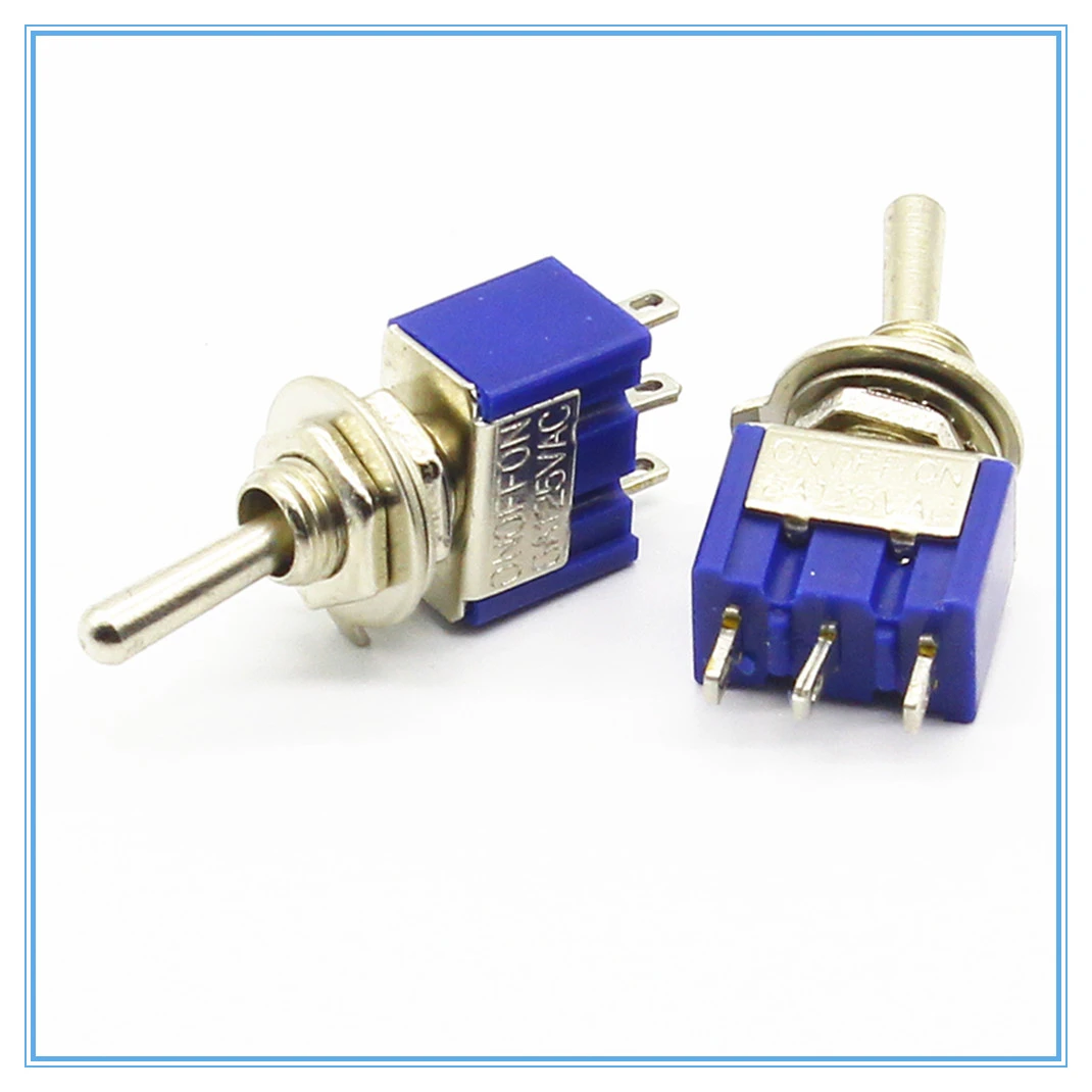 5Pcs ON-OFF-ON 3Pin 3Position Mini Latching Toggle Switch AC 125V//6A new.