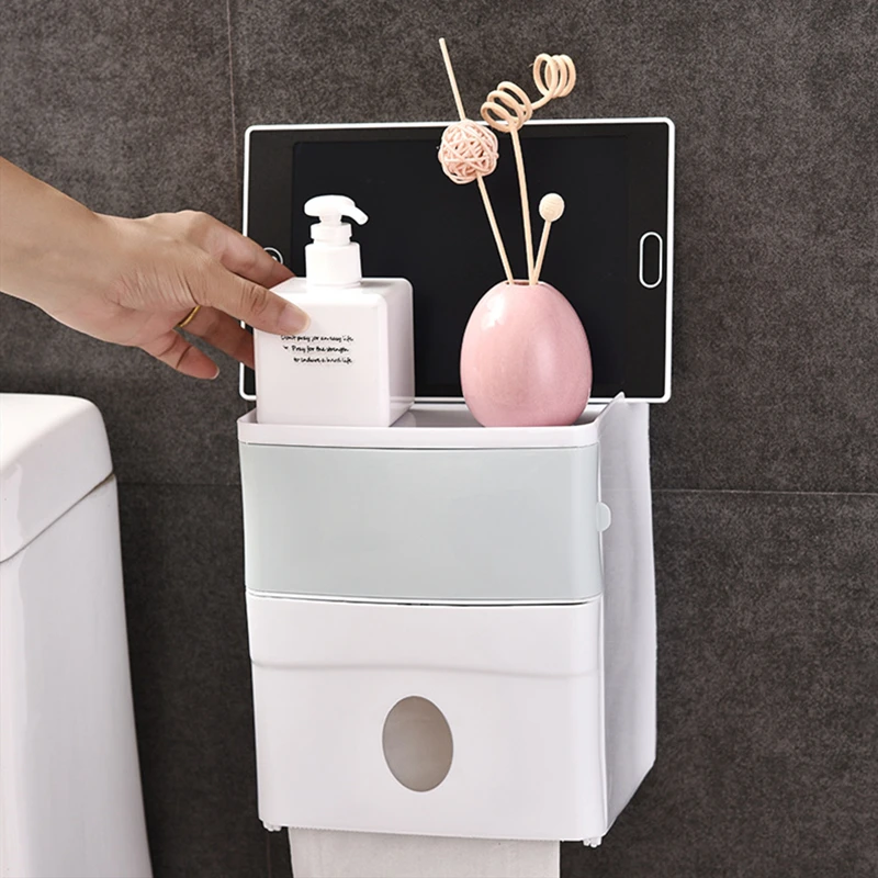 Bathroom Accessories Paper Holder Toilet Paper Storage Rack Waterproof Roll Paper Storage Box Wall Mounted Tissue Holder Box