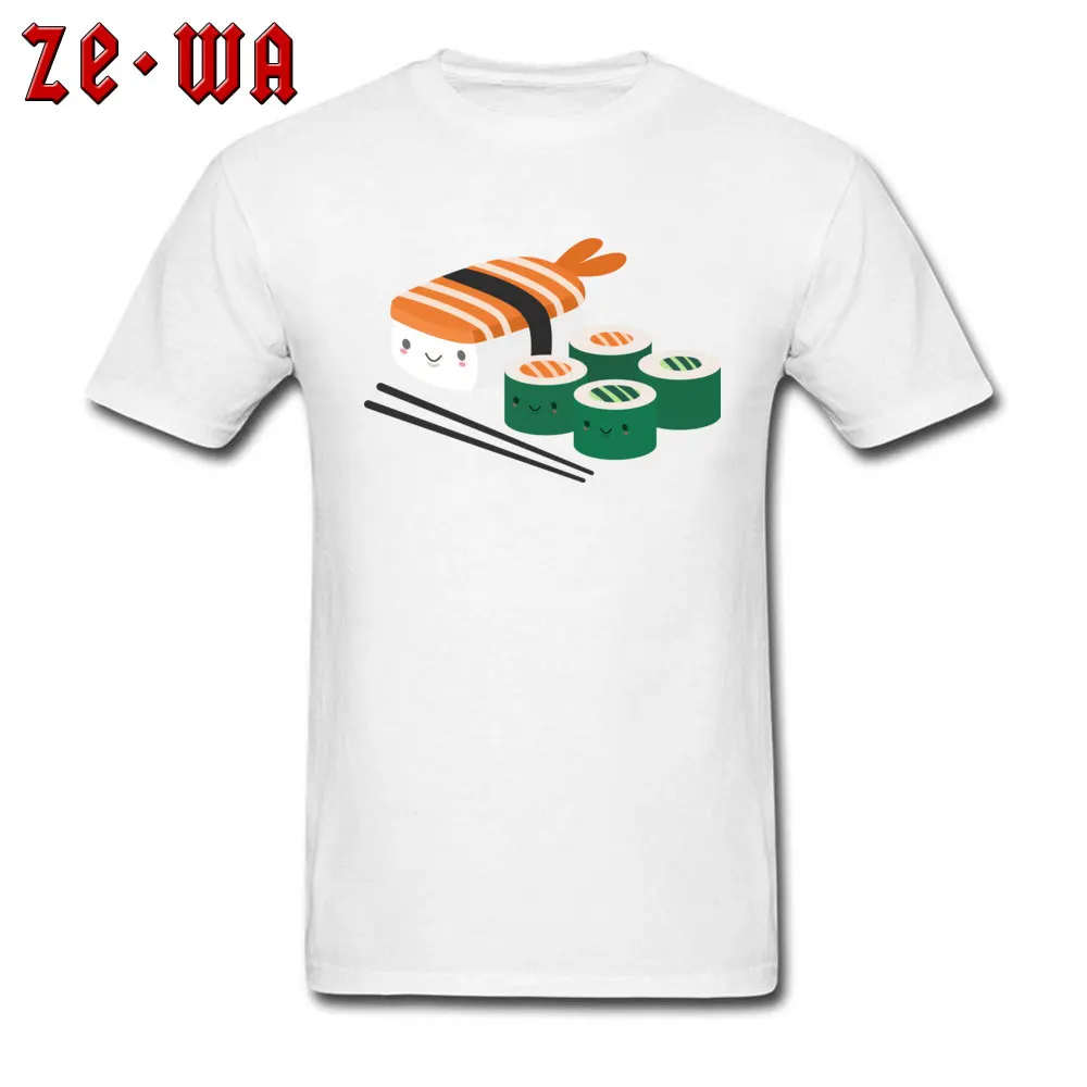 Cute and Kawaii Sushi Tops Tees New Coming Crewneck Group Short Sleeve All Cotton Men T-shirts Fitness Tight Tees Cute and Kawaii Sushi white