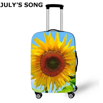

JULY'S SONG Brand Sunflower Elastic Luggage Suitcase Protective Cover For18-32 inch Protect Dust Bag Case Turnsole Travel Cover