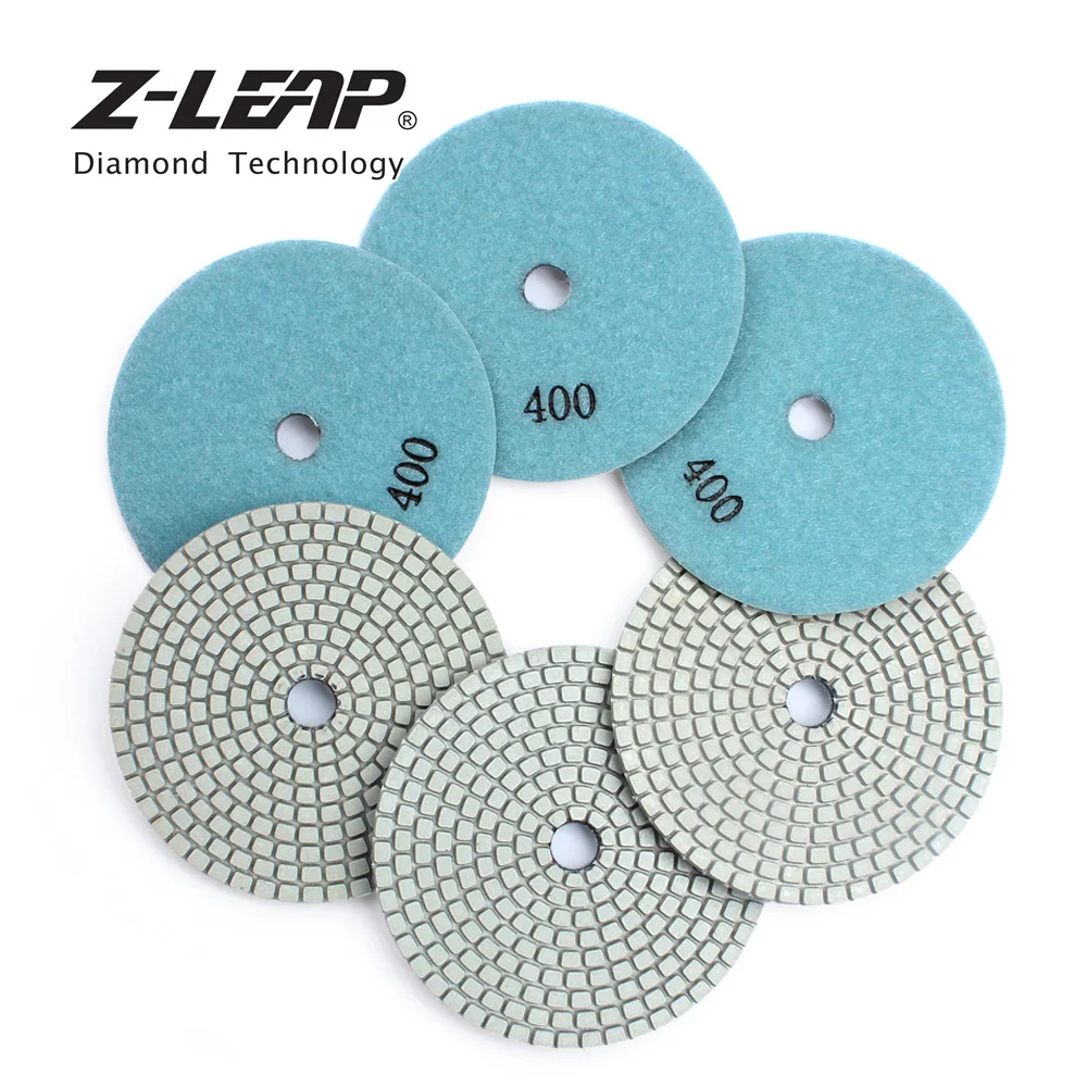 

Z-LEAP 4 Inch 6pcs Diamond Polishing Pads Resins bond 100mm Marble Polishing Discs Abrasive Wheel Polish Pad Granite Tool