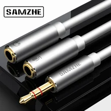 SAMZHE Earphone Splitter 3.5mm Jack Stereo Audio Adapter Male to 2 Female Y-splitter Earphone Extension Cords For Phone Laptop