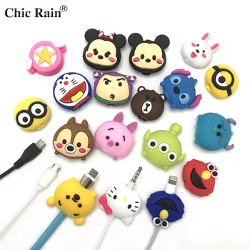 

Cartoon Cable bite Protector For iPhone Andriod Audio Cable Winder Cover animal Charger Data Line Cord Protector Case