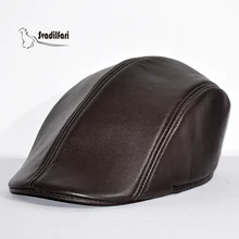 Кожа овчины шляпа мужчин осень-зима для отдыха пожилых утка язык Кепки шапка берет вперед папа