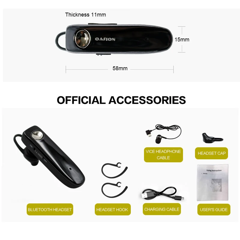 OASION wireless bluetooth headset long standby noise-canceling bluetooth earphone with microphone headphones for a mobile phone