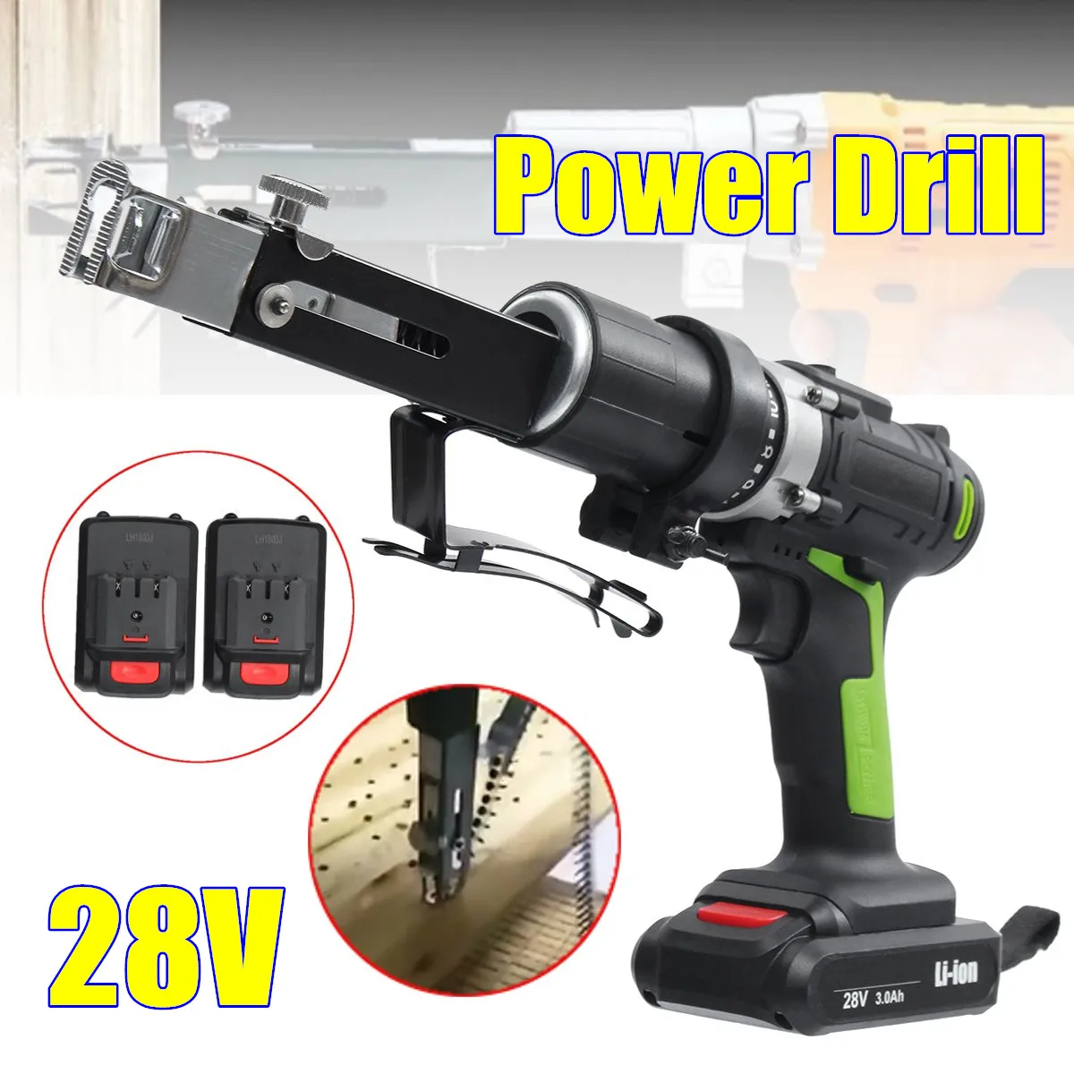 28V Max Electric Screwdriver Cordless Drill Mini Wireless Power Driver DC Lithium-Ion Battery With 2 Lithium Battery