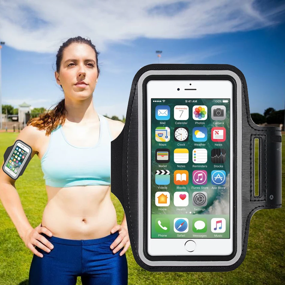 

Running Armband For iPhone xs max x xr 7 8 6s plus Exercise Case Gym Brassard Wrist Leather Belt Pouch Mobile Phone Accessories