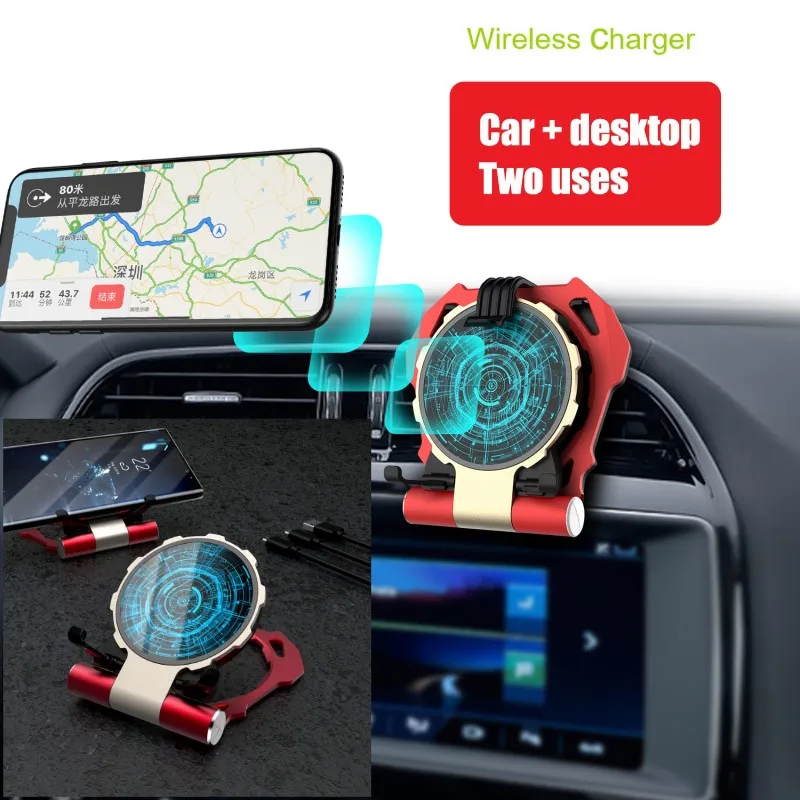 

Car + Desktop Qi Wireless Charger for iPhone XS Max X 8 10w Fast Wireless Charging Wireless Car Charger for Samsung S10 Xiaomi 9