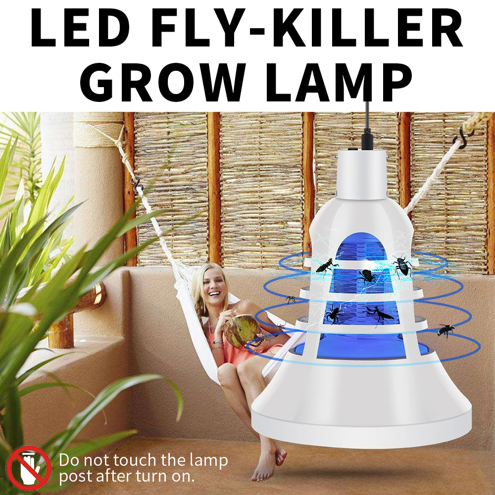 

E27 Full Spectrum Led Fitolamp 220V Plant Insect Killer Lamp 110V Anti Fly Pest Phyto Lamp 8W USB 2 in 1 Grow Tent Light Bulb