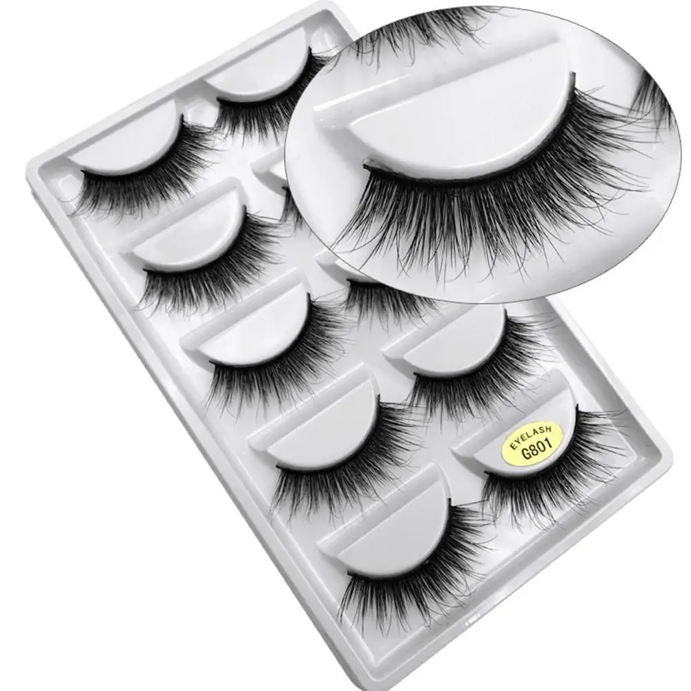 

5pairs/Lot Natural False Eyelashes Handmade Long Thick Cross Fake Lashes Makeup 3d Mink Lashes Eyelash Extension Mink Eyelashes