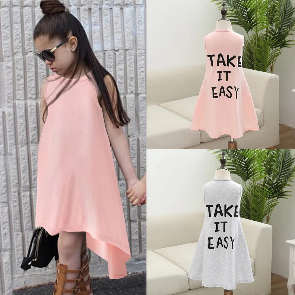 

Summer Dress Girl Letter Print Sleeveless 1 2 3 4 5 Years