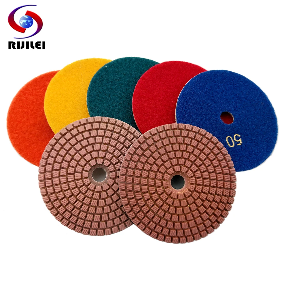 

Free shipping 7 Pcs/lot 4inch Wet Diamond Polishing Pad For Granite Marble Concrete Angle Grinder Granite Polishing Tool (WPD26)