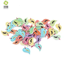 ShuanShuo птица стиль деревянные пуговицы ручной печати DIY Ювелирные изделия Красочные смешанные деревянные пуговицы для шляпы, обуви, одежды 50 шт./пакет