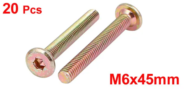 UXCELL 20 штук M6x40mm M6x45mm плоские винты с шестигранной головкой мебельные шпингалеты разъем застежка-молния