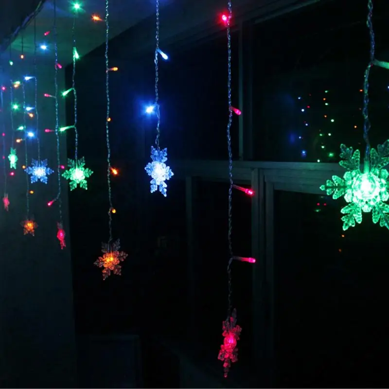 16 Pcs Snowflake Curtain Light for Christmas Decorations for Home 3.5m