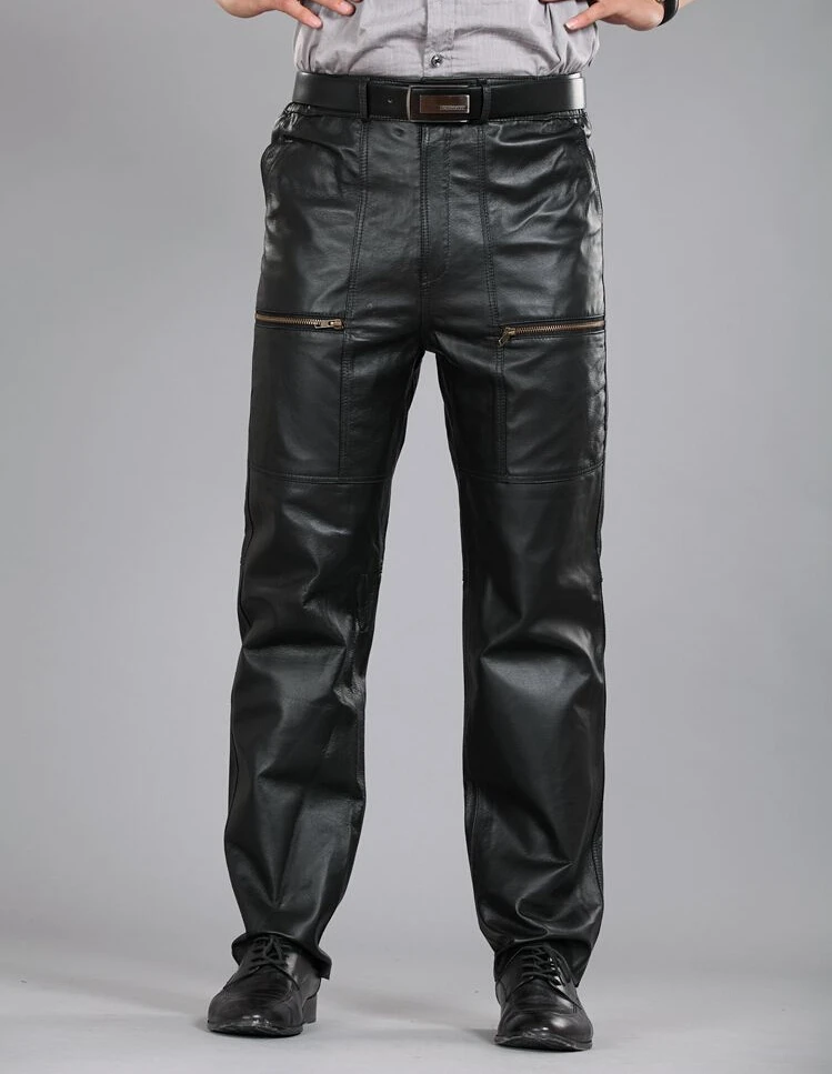 plus size genuine leather pants