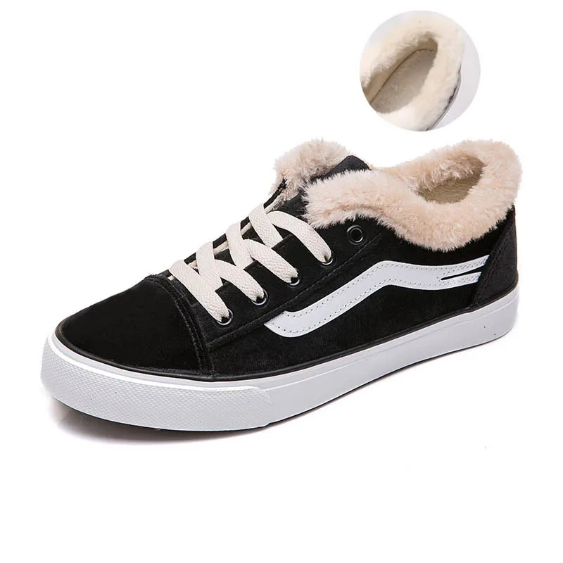

Winter Warm Women's Boots 2019 Fashion New Flat Bottom Plus Velvet Ladies Casual Shoes Unisex Brand Canvas Shoes Sports Shoes