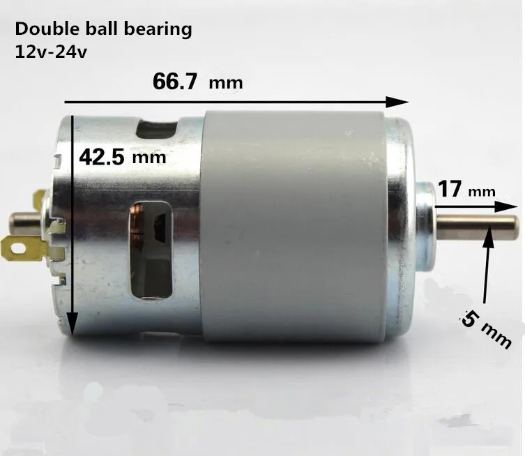 775 Hight Quality 12v 24v Metal DC motor Double Ball Journal Bearing