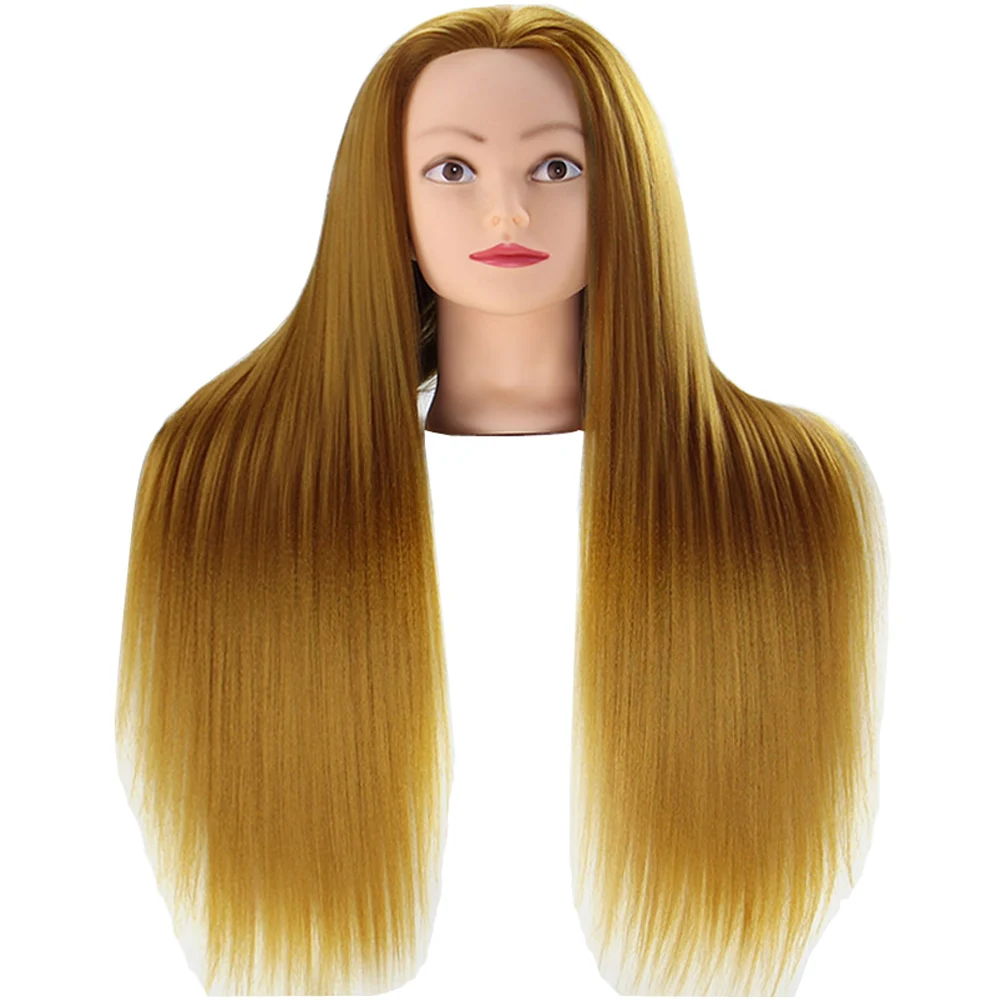 

24" Yaki Synthetic Fiber Hair Mannequin Head Hairdressing Cutting Braiding Practice Edit Dummy Training Head Salon Hairdressing