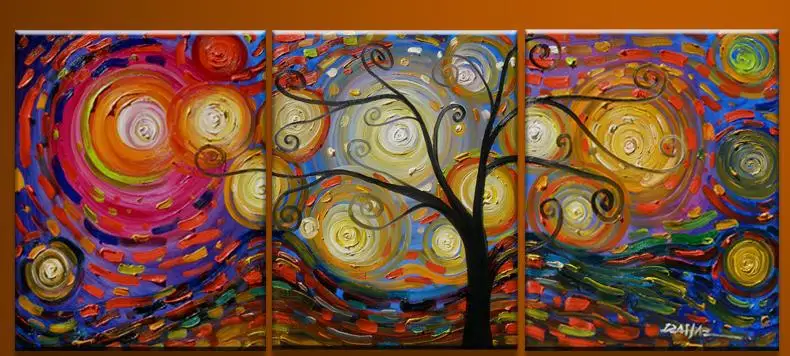 

100% Hand Painted Abstract Landscape Warm Special Life Tree Artwork Home Wall Decor Art Oil Paintings on CanvasLarge Oversized
