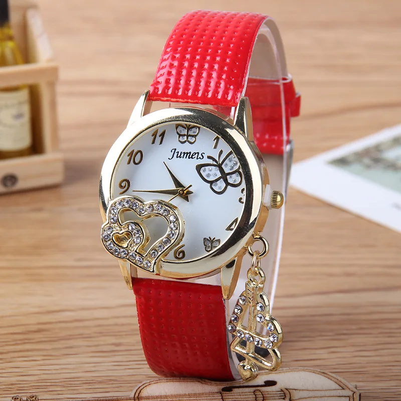 Rhinestone Plated Heart Pendant Vogue Ladies' Analog Wrist Watch