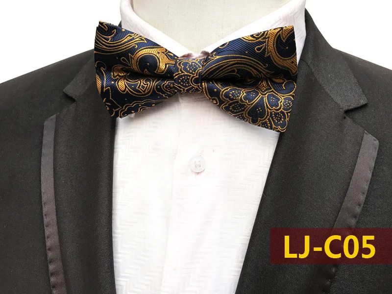 

SCST Brand Designer Pajaritas 2017 New Fashion Paisley Floral Print Blue Gold Mens Bow Ties For Men Bowtie Slim 23 Colors A081