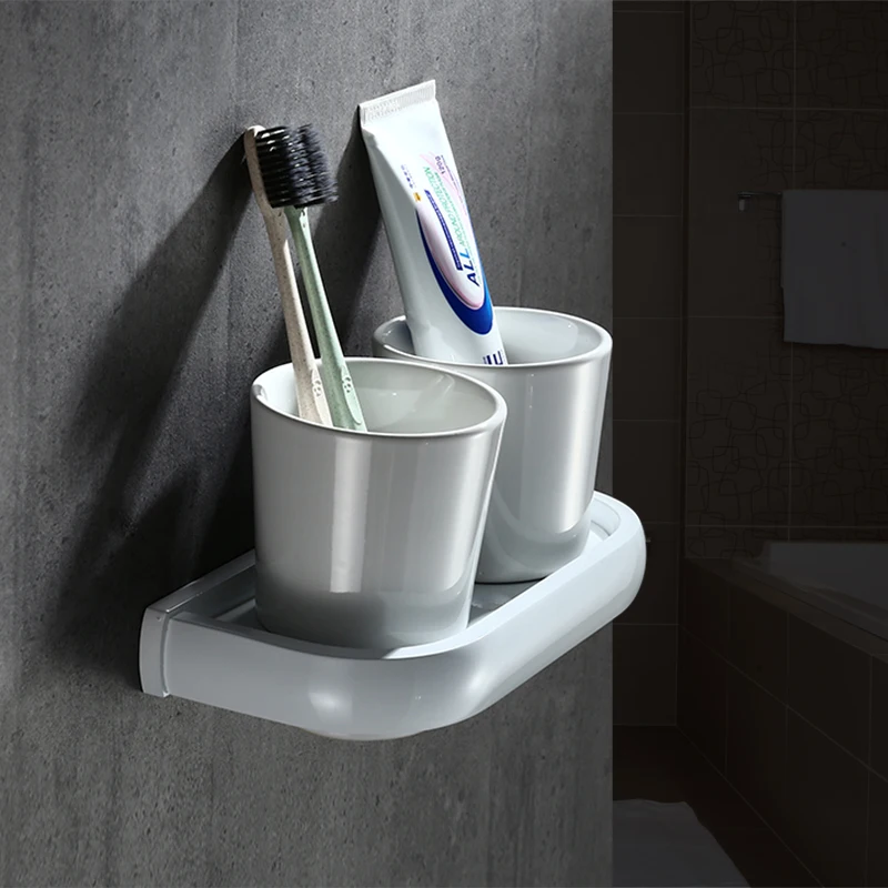Entique White Painting Nordic Double Cup Wall Mounted Bathroom