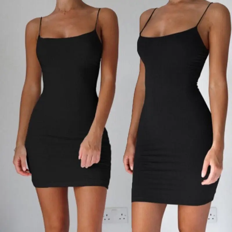 

Women Ladies Sexy Fashion Summer Dress 4 Style Sleeveless Strapless Solid Sheath High Waist Mini Dress Beach Sundress