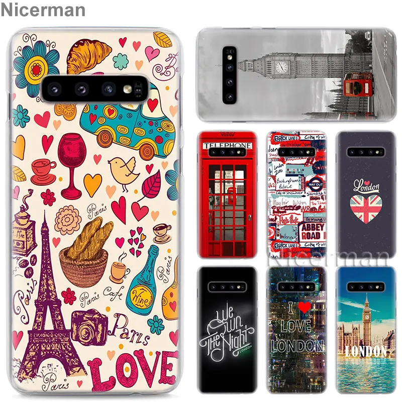 

Phone Case for Samsung Galaxy S10e S10 S8 S9 Plus S6 S7 Edge A40 A50 A70 M20 Cover London Style Big Ben Telephone Box Flag Hard