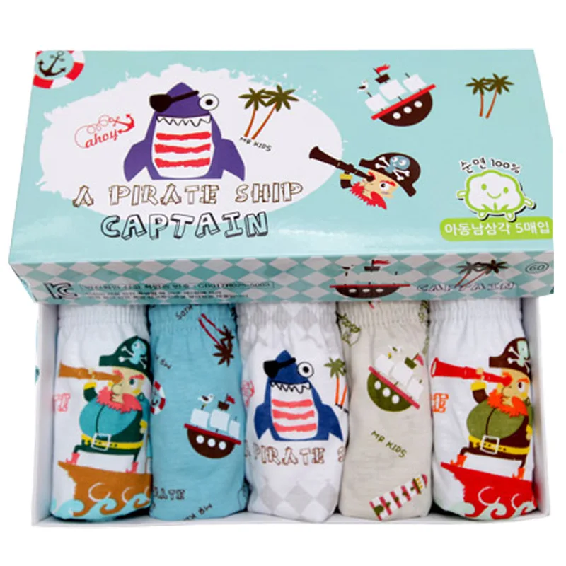 

2018 New brand High Briefs 5 Pcs/lot Kid Boys Underwear korean cartoon Animals Dinosaurs Pirate Printing For Baby Shorts Panties