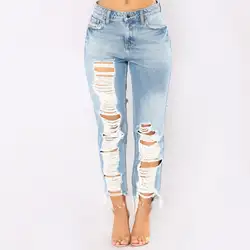 Джинсы бойфренда с дырками женские 2018 модные уличные стильные сексуальные крутые джинсовые винтажные Прямые повседневные джинсовые брюки