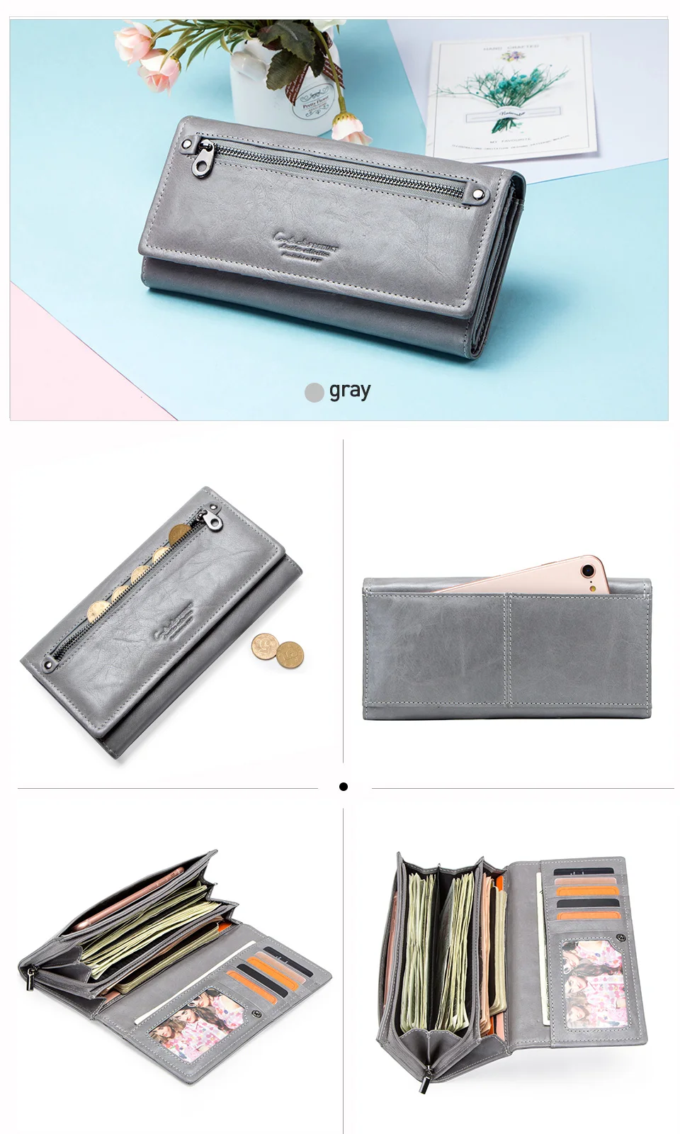 moedas marca designer feminino longo carteira saco