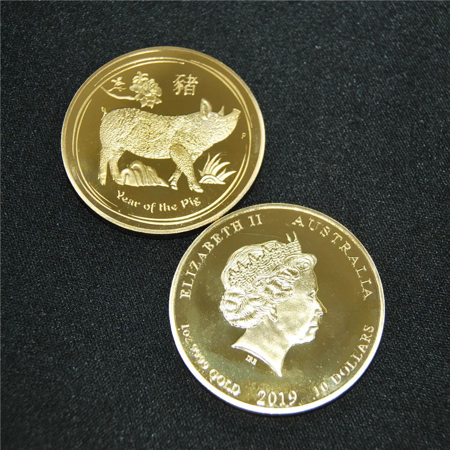Бесплатная доставка DHL 50 шт./лот золотая монета Lunar II Pig 15 $1/10 унций 1/10