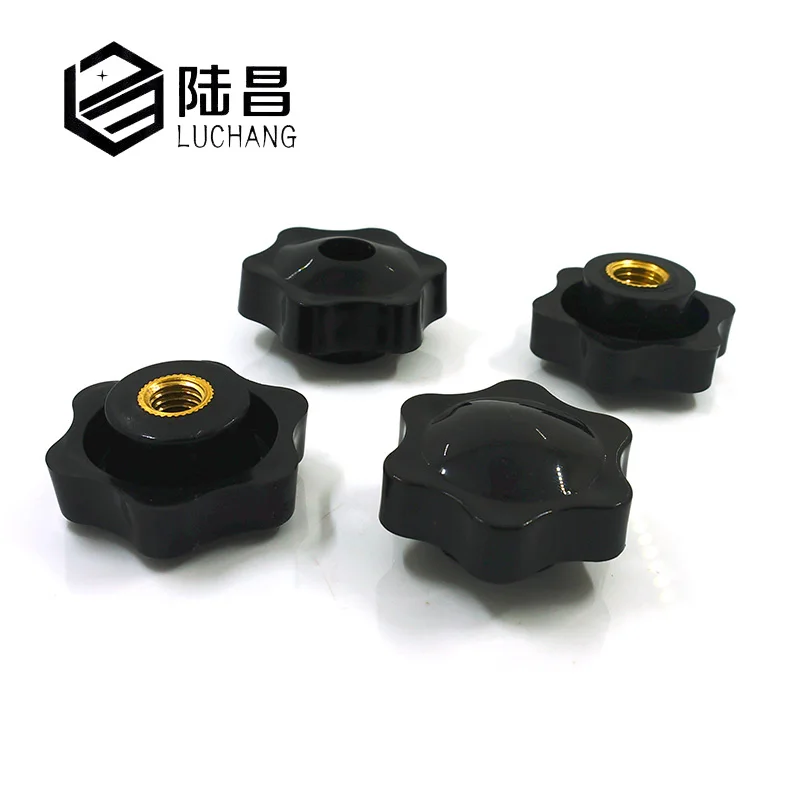 

5PCS M8 M10 M12 48# Plum Bakelite Hand Tighten Nuts Handle Thread Star Mechanical Black Thumb Nuts Clamping Knob Manual Nuts