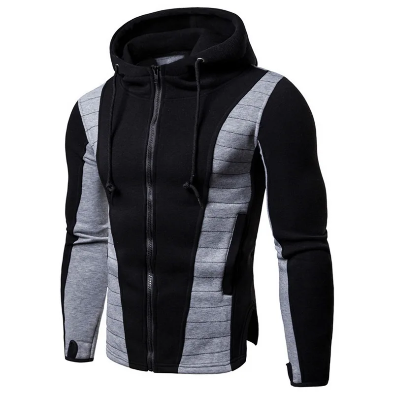 

LAAMEI Men Hoodies Jacket Winter Spring Drawstring Zipper Hooded Sweatshirt Male Long Sleeve Pullover Tracksuit Hoodie Coat