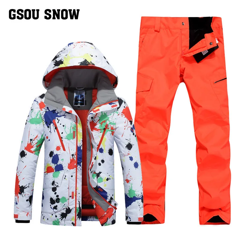 GSOUSNOW Snowboard Men's Ski Suit ski Jacket + Ski Pants A Set Outdoor