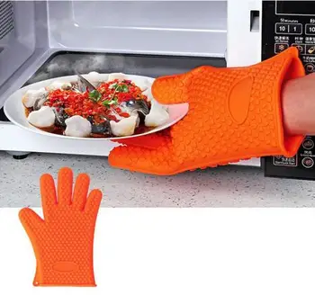 

Wholesale 200 pcs/lot Heat Resistant Silicone Glove Cooking Baking BBQ Oven Pot Holder Mitt Kitchen Red Hot Search