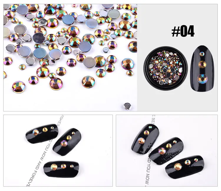 1 коробка, цветные акриловые блестки для ногтей, AB Стразы 3d, крошечные Типсы для ногтей, украшения, серебряная плоская задняя сторона, очаровательные аксессуары для маникюра