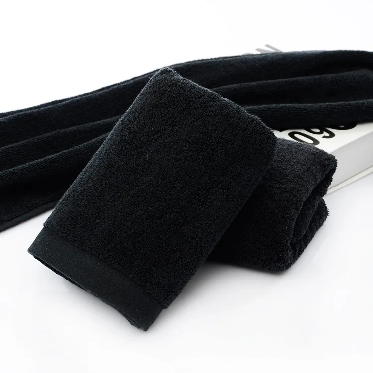 Хлопковое черное махровое полотенце 34*72 см доступна вышивка логотипа|bath towel