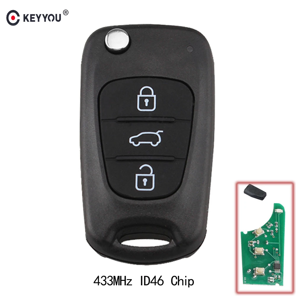 KEYYOU для Kia Rio Ceed CeedPro Picanto 2004-2011 433 МГц откидной автомобильный дистанционный ключ с чипом ID46 Авто ключ 3 кнопки