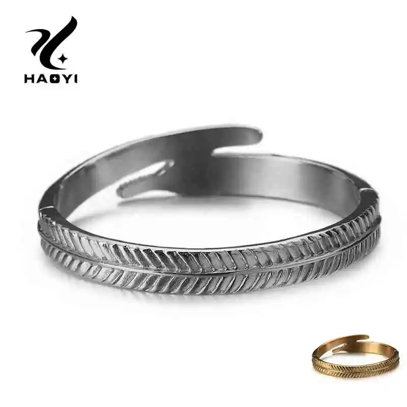 

Fashion Leaves Stainless Steel Bangles For Men/Women Personalized Unisex Metal Male/Madam Jewelry Sliver/Gold