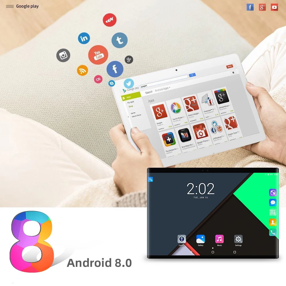  10.1 inches Tablet PC Android 8.0 4G Phone Call Octa -Core 4GB Ram 64GB Rom Built-in 3G Bluetooth W