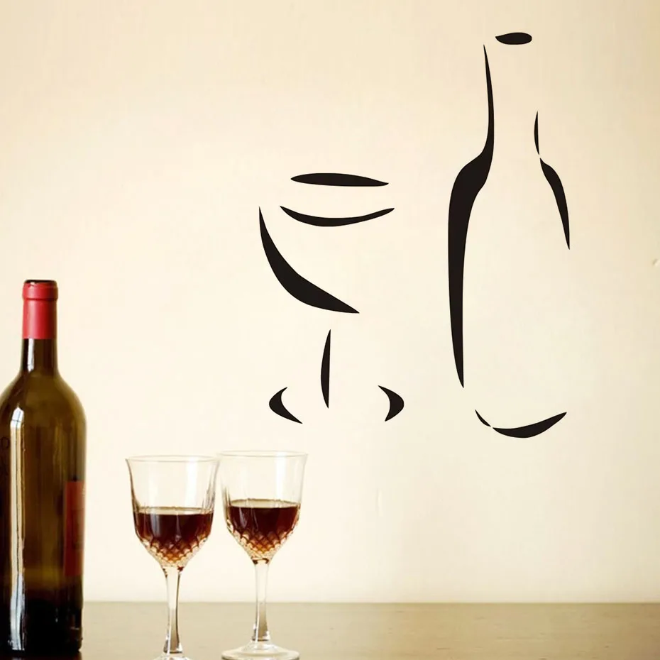 A Wine Glass And Bottle Wall Stickers Easy To Paste Diy Decorative
