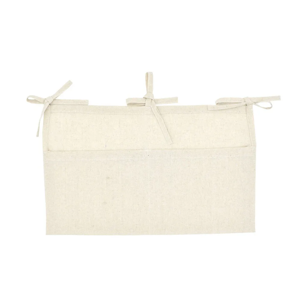 Baby Cot Pocket Organiser Solid Bedside Toys Hanging Storage Bag beige FBGood Hanging Storage Bag