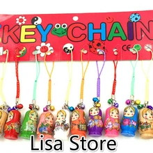 12 шт./компл. Матрешка Россия русская деревянный кукольный сотовый телефон ремень брелок кулон кольцо игрушка в подарок для iPhone