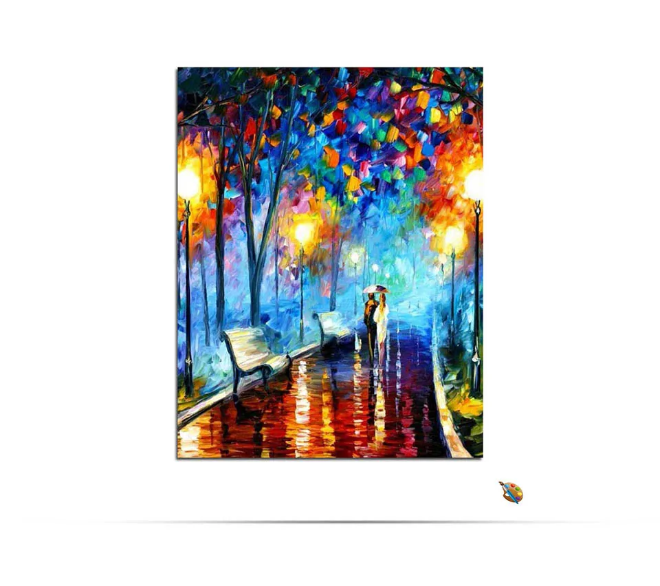 Абстрактный уличный вид живопись по номерам дождливая ночь зонтик любителей домашнего декора Раскраска по номерам