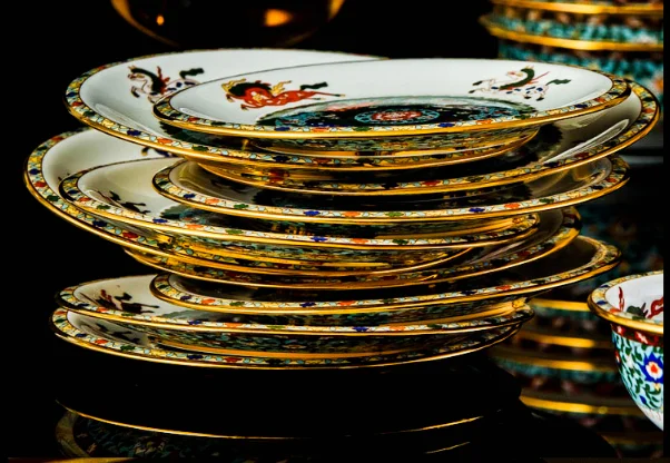 Модная Роскошная Керамическая Посуда Западная кухня костяного фарфора чаши свадебный подарок посуда бытовая классическая столовая посуда наборы