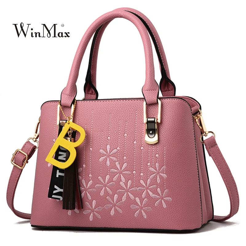 Embroidery Ladies Bag Women Leather Handbags Tassel Shoulder Bags Female Hand Bag Messenger Bags for Women 2018 Bolsas Feminina