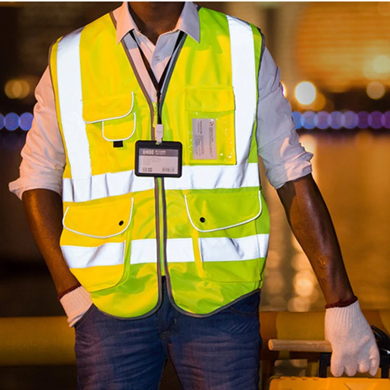 

FGHGF Unisex High Visibility Reflective Multi Pockets Construction Safety Vest Working Clothes Outdoor Safety Clothing